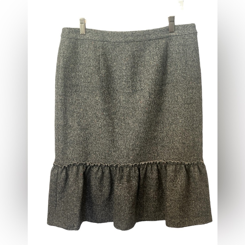 HALOGEN- WOMENS PENCIL SKIRT WITH RUFFLE GRAY SIZE 12 NWT - Picture 3 of 11